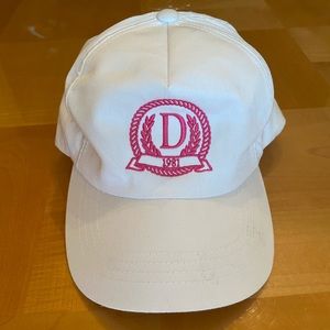 DANZY x Revolve Tennis cap. Pink and white. One size with adjustable back.